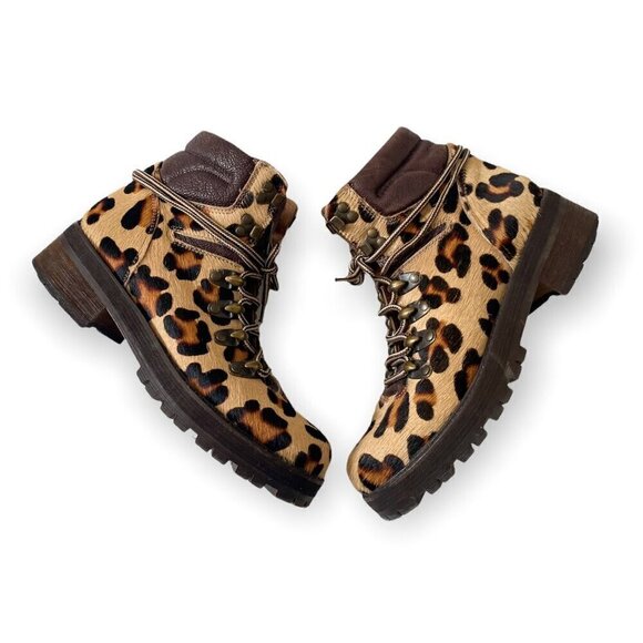 Free People Leopard Calf Hair Icon Hiker Boots, Size 38EU - Picture 11 of 13